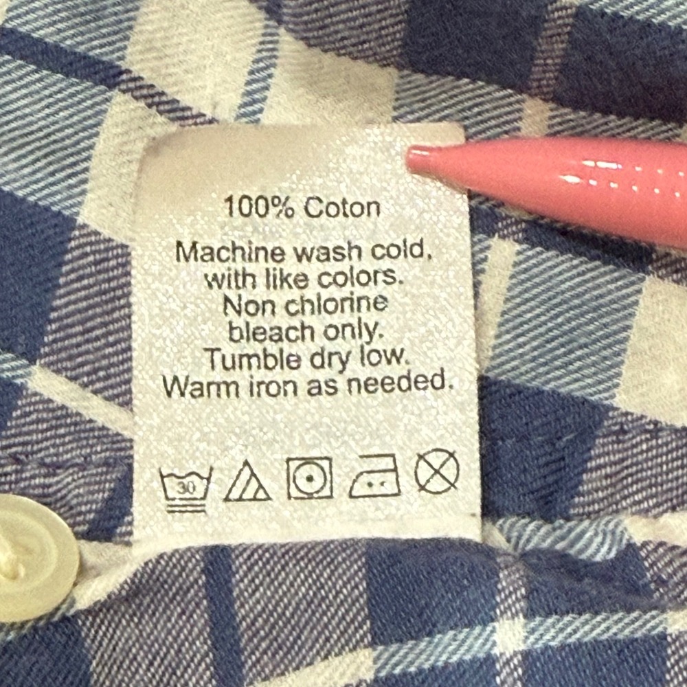 Madewell Blue White Plaid Split Back Button Front Cotton Top Womens Medium - Picture 9 of 12